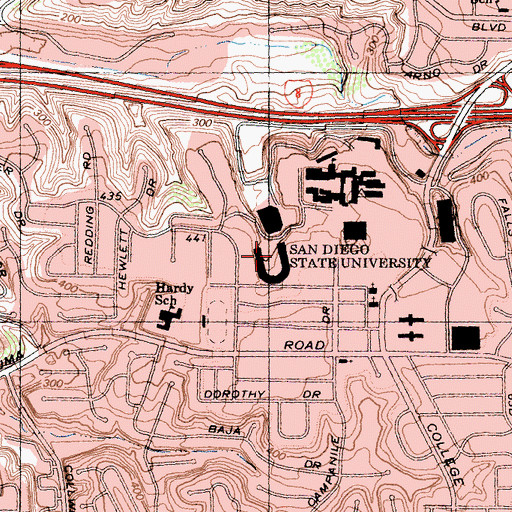 Topographic Map of Aztec Bowl, CA