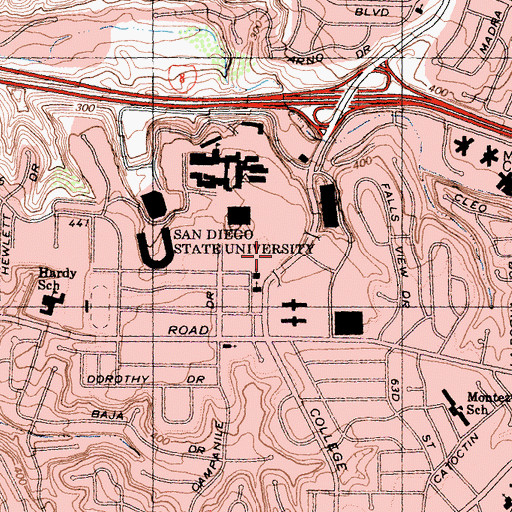 Topographic Map of Aztec Center, CA