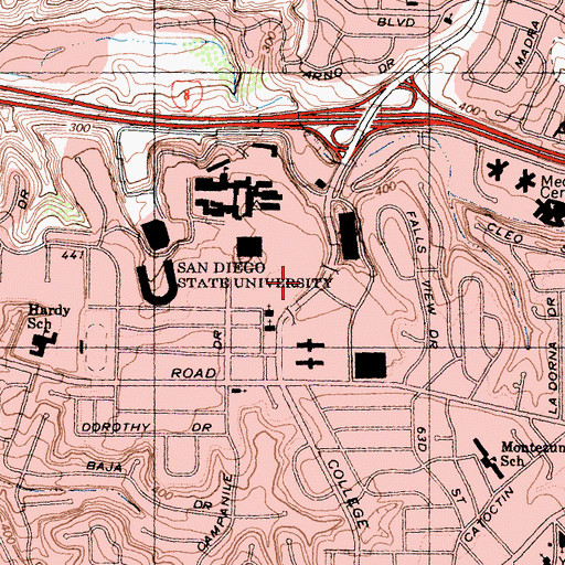 Topographic Map of Montezuma Hall, CA