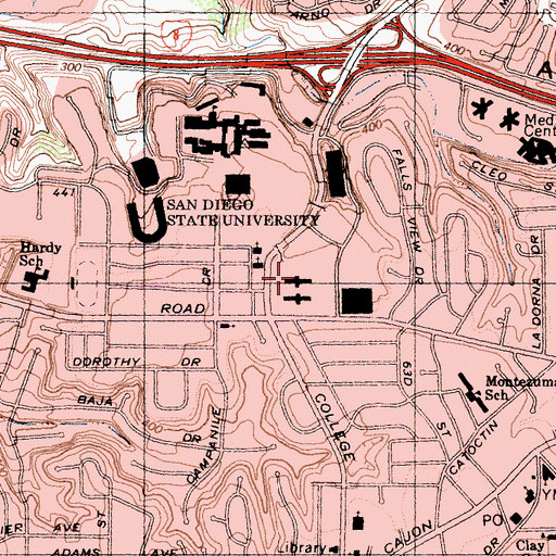 Topographic Map of Olmeca Residence Hall, CA