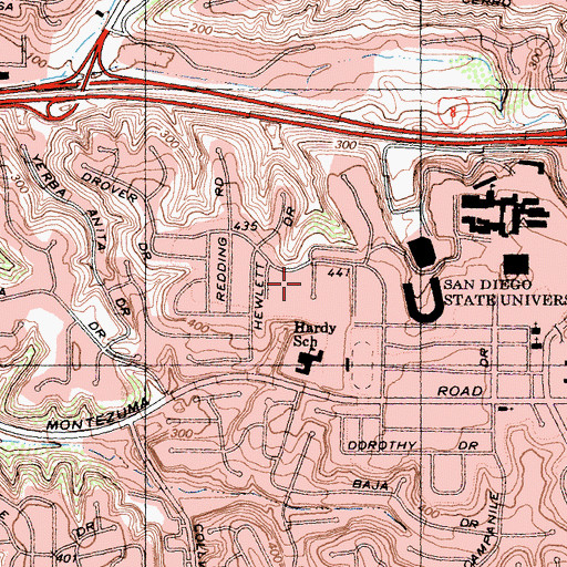 Topographic Map of Zapotec Residence Hall, CA