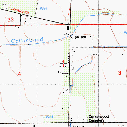 Topographic Map of Cottonwood, CA