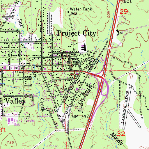 Topographic Map of Project City (historical), CA