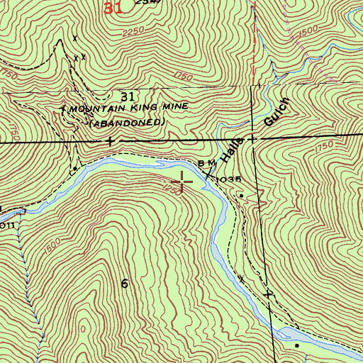 Topographic Map of Hall Gulch, CA