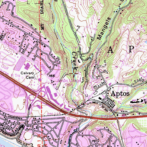 Topographic Map of Mangels Gulch, CA