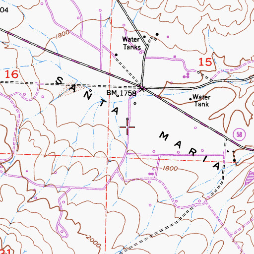 Topographic Map of Little Santa Maria Valley, CA