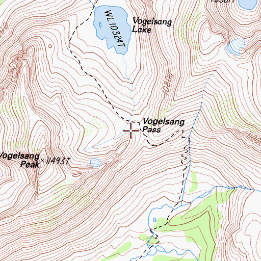 Topographic Map of Vogelsang Pass, CA