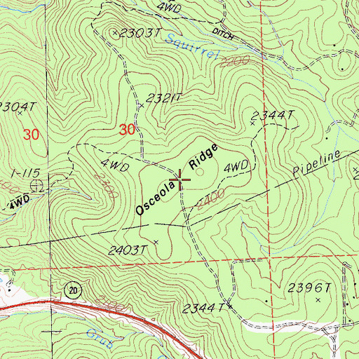 Topographic Map of Osceola Ridge, CA
