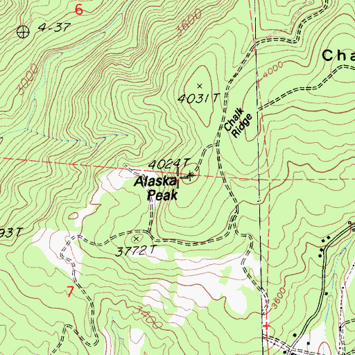 Topographic Map of Alaska Peak, CA