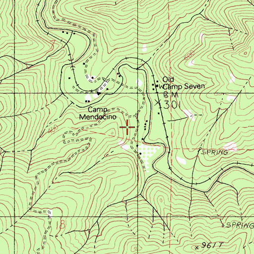 Topographic Map of Camp Mendocino, CA