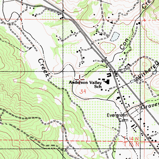 Topographic Map of Con Creek, CA