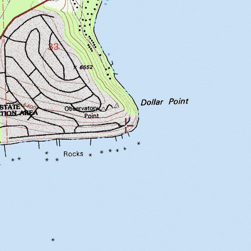 Topographic Map of Dollar Point, CA