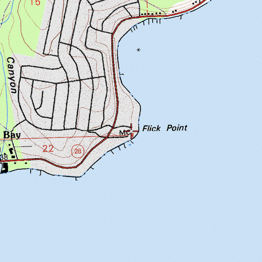 Topographic Map of Flick Point, CA