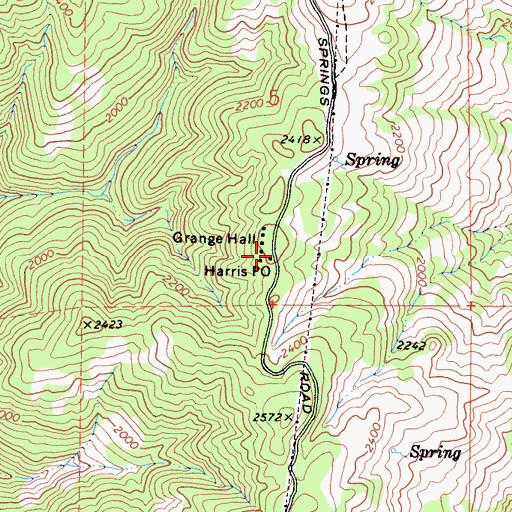 Topographic Map of Harris Post Office, CA