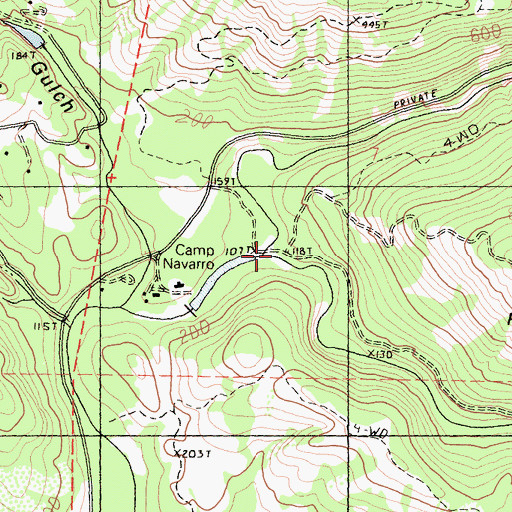 Topographic Map of North Branch North Fork Navarro River, CA