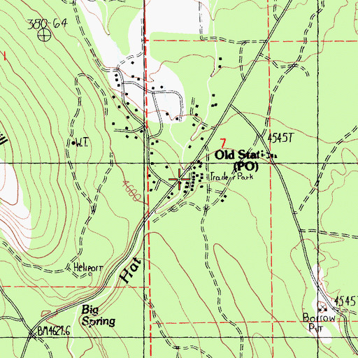 Topographic Map of Old Station Post Office, CA
