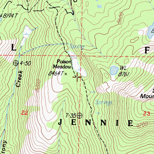 Topographic Map of Poison Meadow, CA