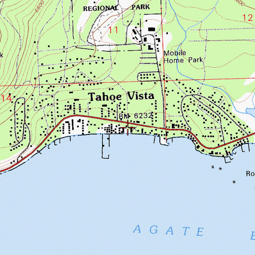 Topographic Map of Tahoe Vista, CA