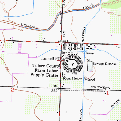 Topographic Map of Linnell Post Office, CA