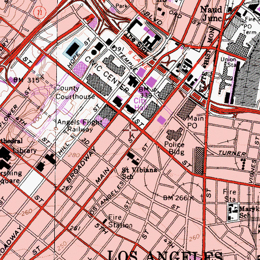 Topographic Map of Los Angeles, CA