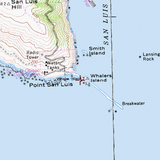 Topographic Map of Whalers Island, CA