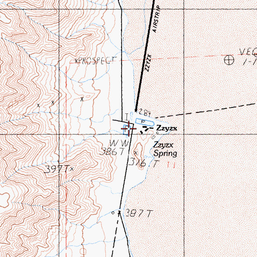 Topographic Map of Zzyzx, CA