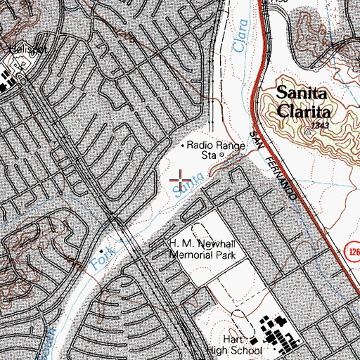 Topographic Map of Santa Clarita, CA