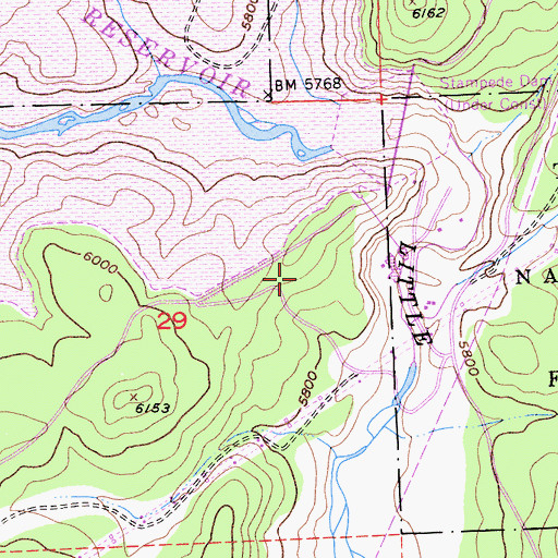Topographic Map of Stampede Campground, CA