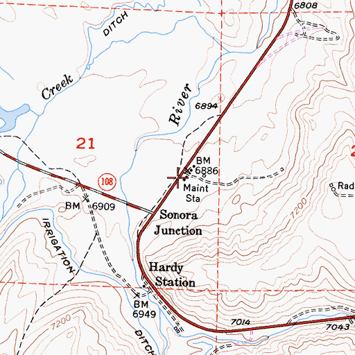 Topographic Map of California Maintenance Station, CA