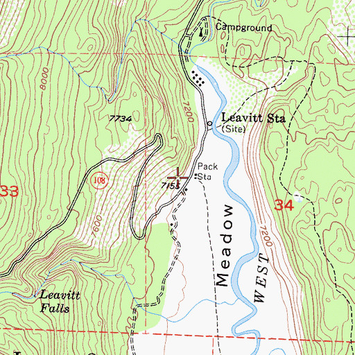 Topographic Map of Leavitt Meadows Pack Station, CA
