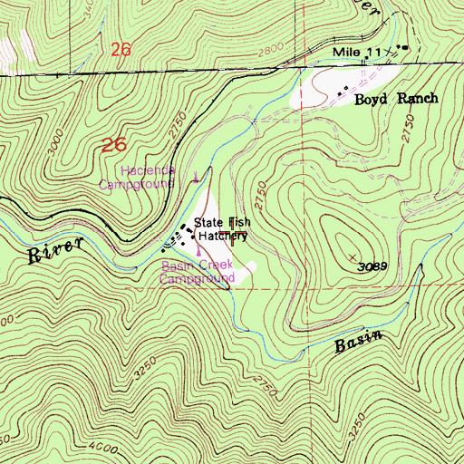 Topographic Map of River Ranch, CA