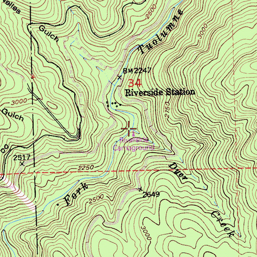 Topographic Map of Riverside Picnic Area, CA