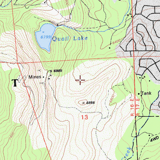 Topographic Map of Tahoe Ski Bowl Area, CA