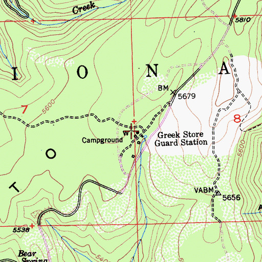 Topographic Map of Greekstore (historical), CA