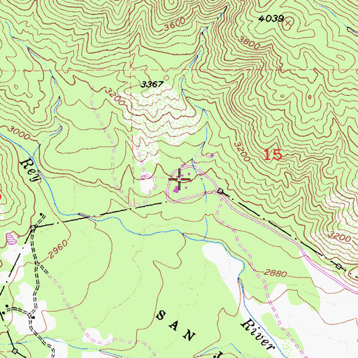 Topographic Map of West Fork Conservation Camp, CA