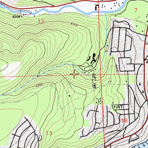 Topographic Map of Granlibakken Ski Area, CA