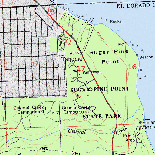 Topographic Map of General Creek Recreation Site, CA