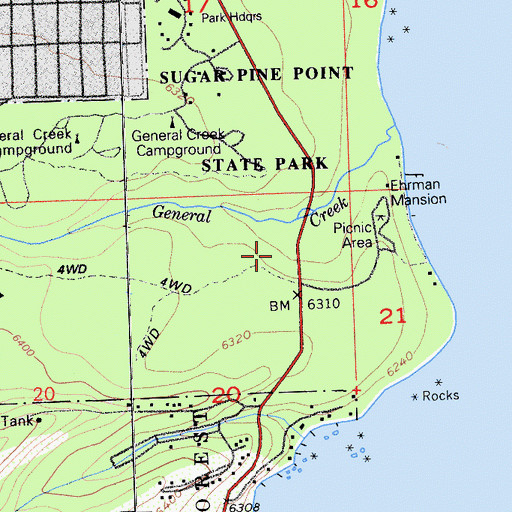 Topographic Map of General Creek Station, CA