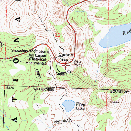 Topographic Map of Carson Pass Scenic Viewpoint, CA