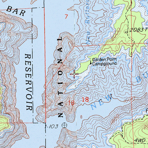 Topographic Map of Garden Point Campground, CA