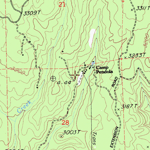 Topographic Map of Pendola Ranch, CA