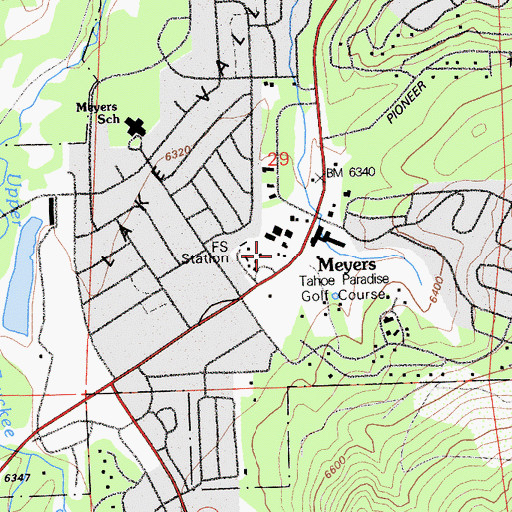Topographic Map of Meyers Station, CA