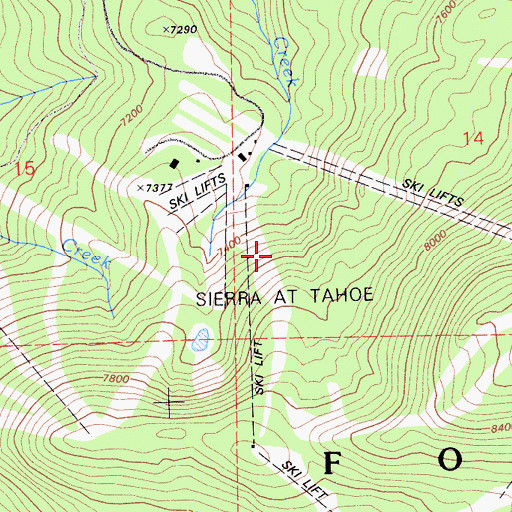 Topographic Map of Sierra Ski Ranch, CA