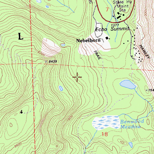 Topographic Map of Ski Echo Tahoe, CA