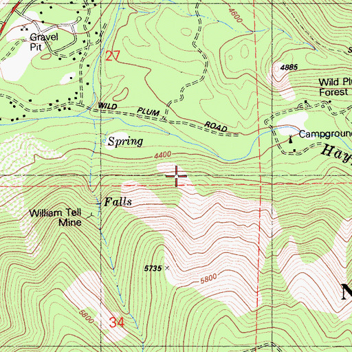 Topographic Map of Haypress Campground, CA