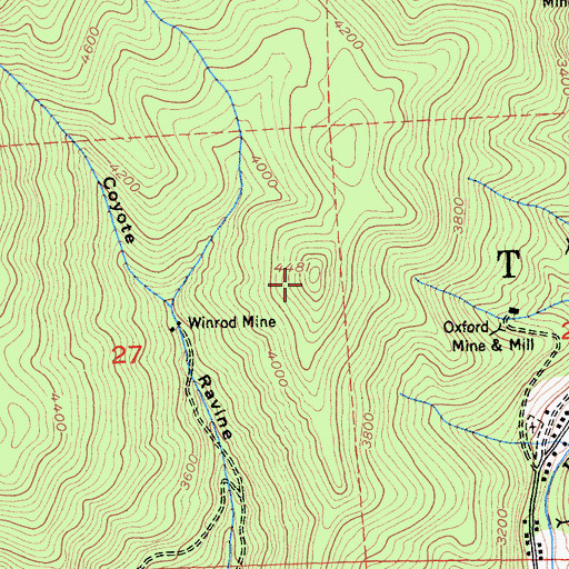 Topographic Map of Red Dog, CA