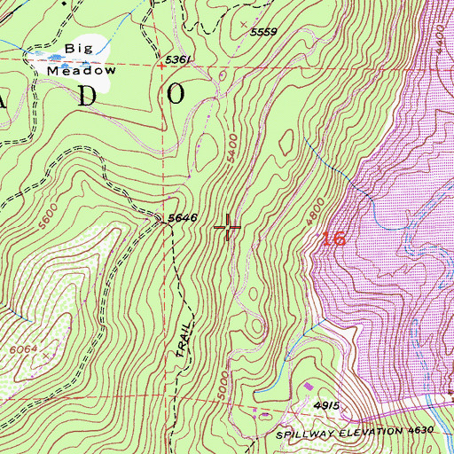 Topographic Map of Hell Hole Campground, CA