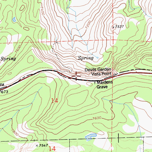 Topographic Map of Devils Garden Vista, CA