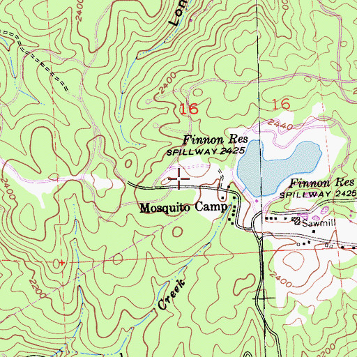 Topographic Map of Finnon Lake Campground, CA