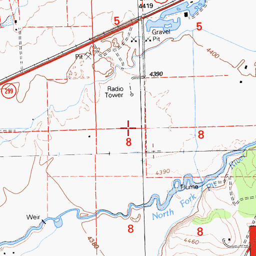 Topographic Map of KCNO-AM (Alturas), CA